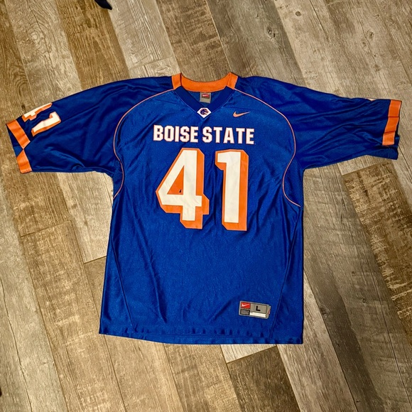 BOISE STATE BRONCOS BSU NCAA FOOTBALL JERSEY SHIRT #41 BLUE VINTAGE NIKE SIZE L - Picture 1 of 6